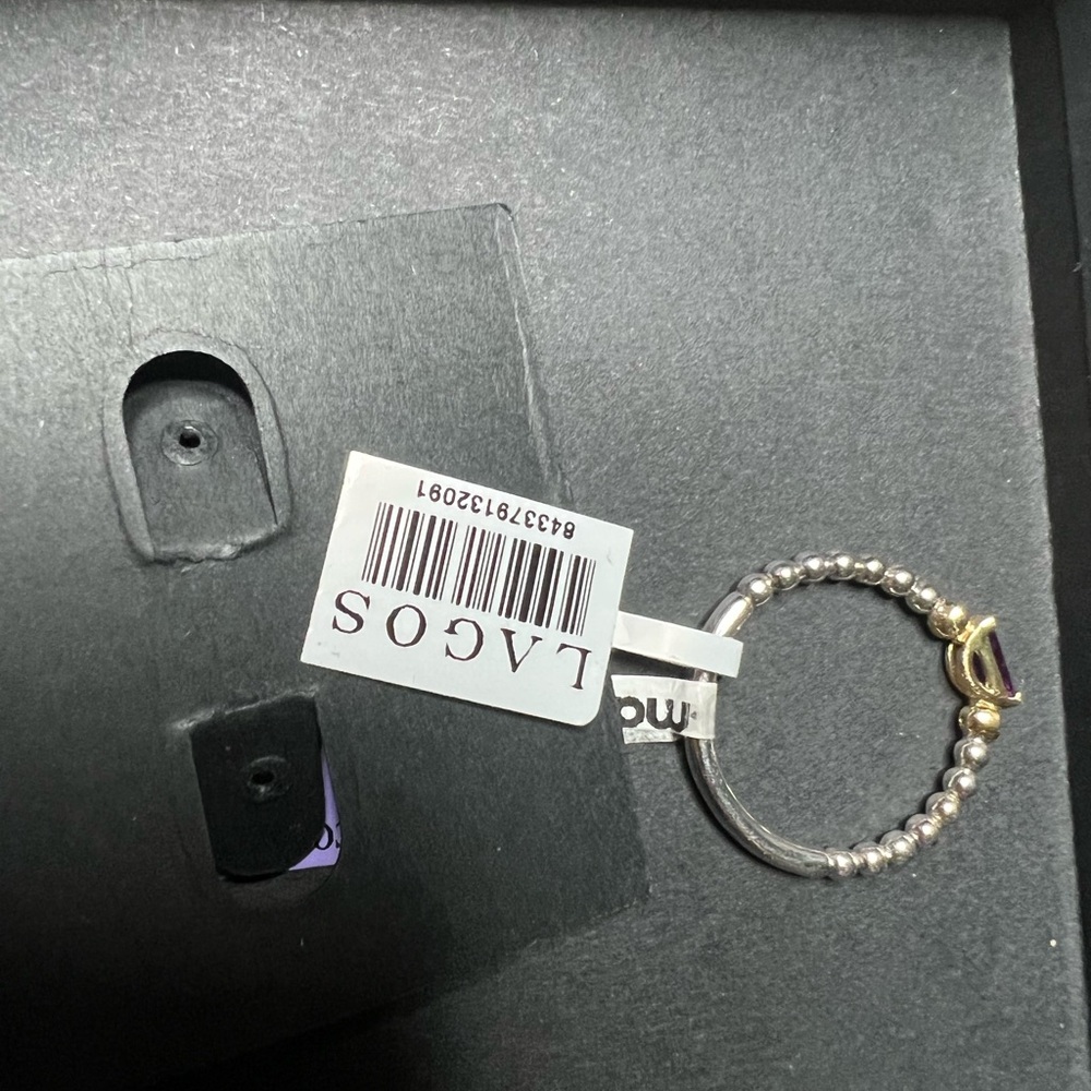 Lagos amethyst and diamond stacking ring-  size 9 - Picture 3 of 7